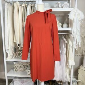 Calvin Klein women’s sz. 10 orange stretch knit dress, retro vintage vibe #4120